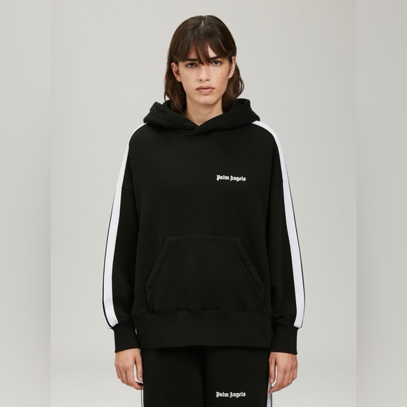 NWT Women’s Size Small Palm Angels Track Hoodie 100% Cotton In Black & White - Picture 6 of 17